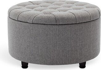 eLuxury Tufted Ottoman with Storage, Grey