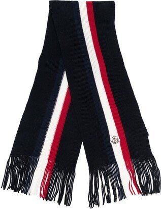 Stripe-Detail Logo-Patch Scarf