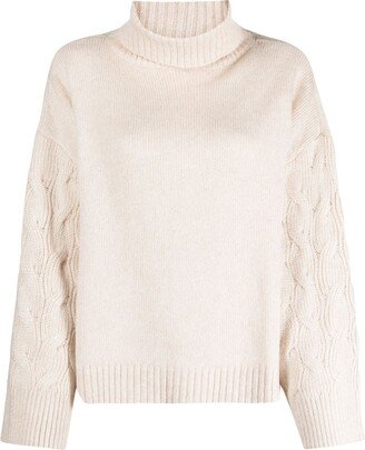 Cable-Knit Roll-Neck Jumper-AE