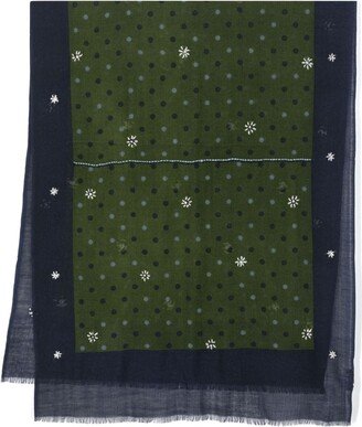 Polka Dot-Pattern Fine-Knit Scarf