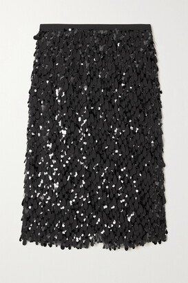 Embellished Wool-blend Midi Skirt - Black