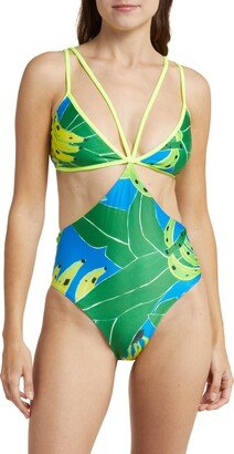 Banana Leaves Cutout One-Piece Swimsuit