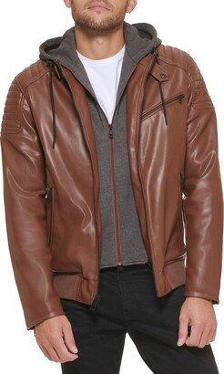 Removable Hood Faux Leather Jacket