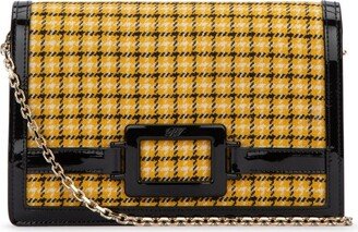 Checked Foldover Top Clutch Bag