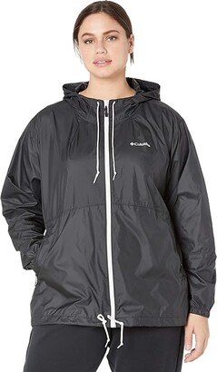 Plus Size Flash Forward Windbreaker (Black Matte/White) Women's Coat