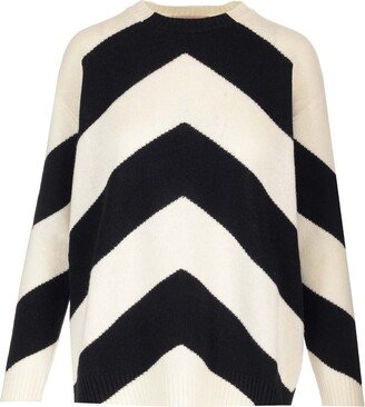 Chevron-Knitted Crewneck Jumper