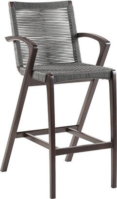 Nabila Outdoor Dark Eucalyptus Wood And Grey Rope Counter & Bar Height Stool