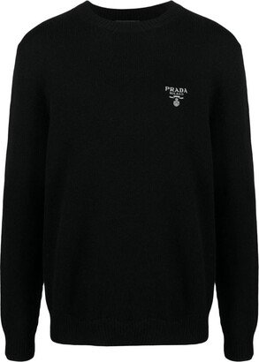 logo-embroidered cashmere jumper-AE