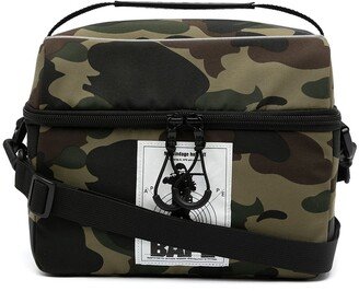 Camouflage-Print Logo Patch Bag