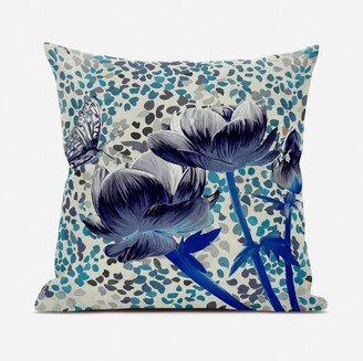 Amrita Sen Designs Amrita Sen Three Roses with Butterfly Indoor Outdoor Pillow-AB