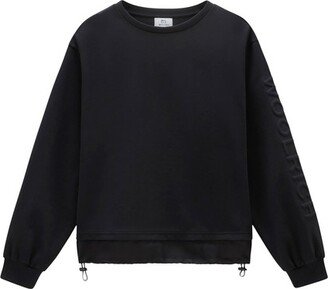 Crewneck in Mixed Cotton with Nylon Details