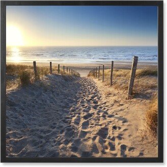 Photo Tiles: Beach Pathway Photo Tile, Black, Framed, 8X8, Blue