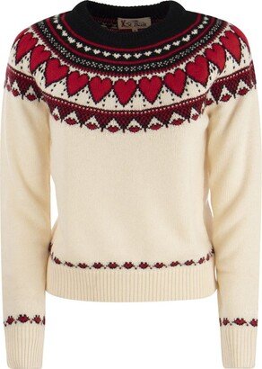 Fair Isle Heart Print Crewneck Jumper