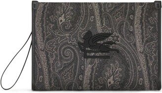 Large Paisley-Print Clutch