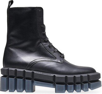 Gotty Leather Lug-Sole Combat Boots