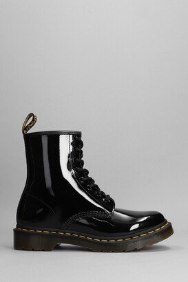 1460 Combat Boots In Black Patent Leather