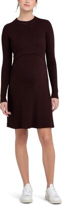 Hailey Rib Long Sleeve Maternity/Nursing Dress