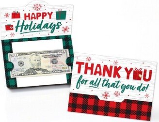 Big Dot of Happiness Holiday Thank You - Christmas Appreciation Money And Gift Card Holders - Set of 8