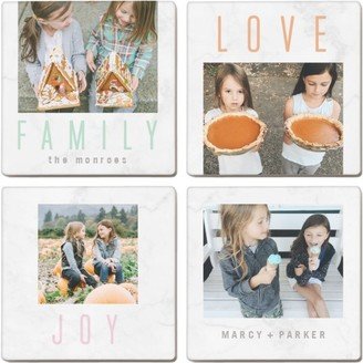 Coasters: Marble Color Set Ceramic Coasters, Set Of 4, Gray