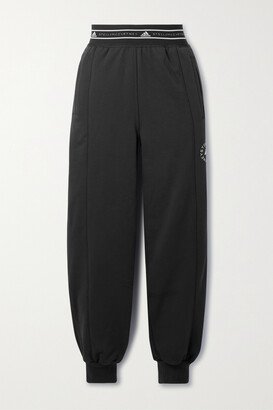 Printed Organic Cotton-jersey Track Pants - Black-AA