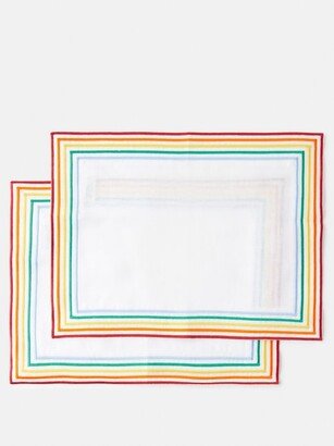 Aquazzura Casa Set Of Two Tutti Frutti Rainbow Linen Placemats