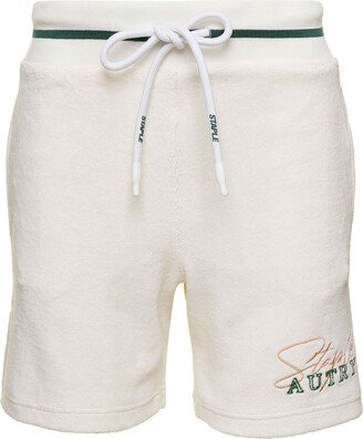 White Bermuda Shorts With Drawstring And Staple X Logo Detail In Jersey Man