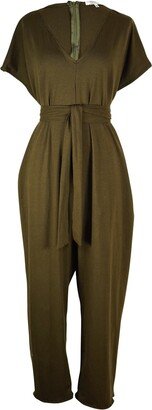 Jennafer Grace Olive Jumpsuit With Tie