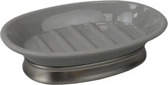 HB Rubberized Plastic Soap Dish with Non-Skid Metal Base - Grey