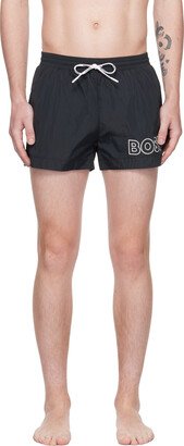 Black Printed Swim Shorts-AJ