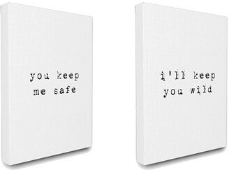 Stupell Keep Me Safe Keep You Wild Typography 2Pc Canvas Wall Art Set By Lulusimonstudio