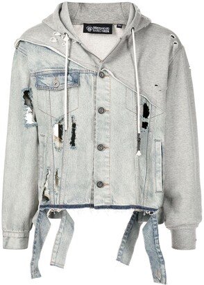 Hooded Ripped Denim Jacket