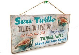 Sea Turtle Rules To Live By Age Gracefully Travel Well 5 X 10 Sign Beach Wall Plaque