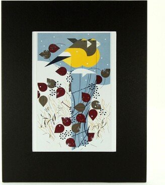 Charley Harper Evening Grosbeak Matted Notecard Black Style A