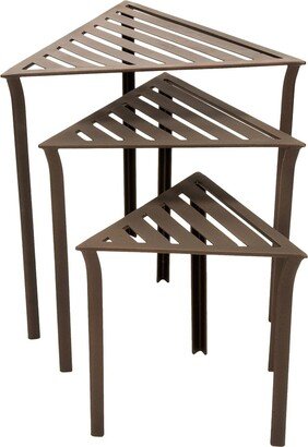 Achla Designs Set of 3 Triangular Nesting Tables, 24 Inch Tall, Roman Bronze Powder Coat Finish