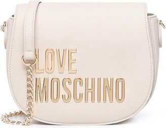 Logo-Lettering Chain-Linked Saddle Crossbody Bag