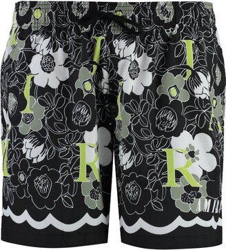 Floral-Print Drawstring Swim Shorts-AE