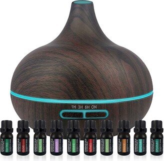 Pure Daily Care 10-Piece Essential Oils & Ultrasonic Essence Diffuser Bundle-AA