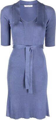 2010 Pre-Owned Belted Ribbed-Knit Dress