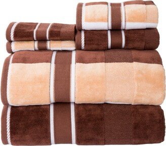 6pc Striped Bath Towel Set Brown - Yorkshire Home