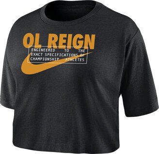 OL Reign Women's Dri-FIT Soccer Cropped T-Shirt in Black