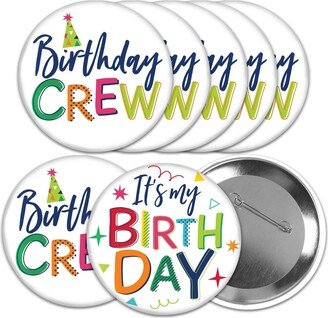 Big Dot Of Happiness Cheerful Happy Birthday - 3 in Colorful Party Badge - Pinback Buttons - Set of 8