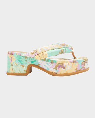 Printed Padded Thong Platform Sandals