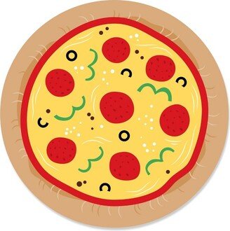 Big Dot of Happiness Pizza Party Time - Baby Shower or Birthday Party Circle Sticker Labels - 24 Count