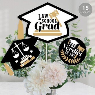 Big Dot of Happiness Law School Grad - Future Lawyer Graduation Party Centerpiece Sticks - Table Toppers - Set of 15