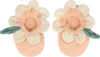 Peach Daisy Baby Booties (Pack of 1)