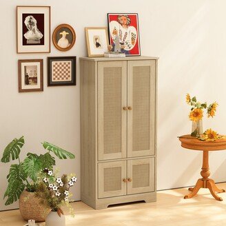 4 Door Rattan Decorative Storage Cabinet