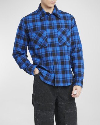 Men's Plaid Flannel Logo Sport Shirt