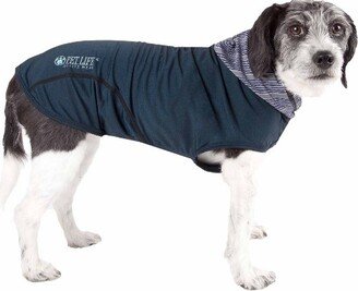Active Pull-Rover Premium 4-Way Stretch Sleeveless Hoodie Dog and Cat T-Shirt - Navy Blue - XS