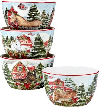 Homestead Christmas 5.25 Ice Cream/Dessert Bowls, Set of 4, Multicolor