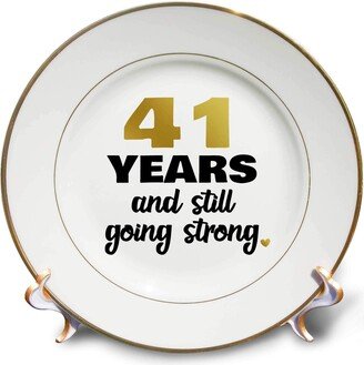 3dRose 41 Year Still Going Strong 41st Wedding Anniversary Gift-Porcelain Plate, 8-inch , 8 inch, White